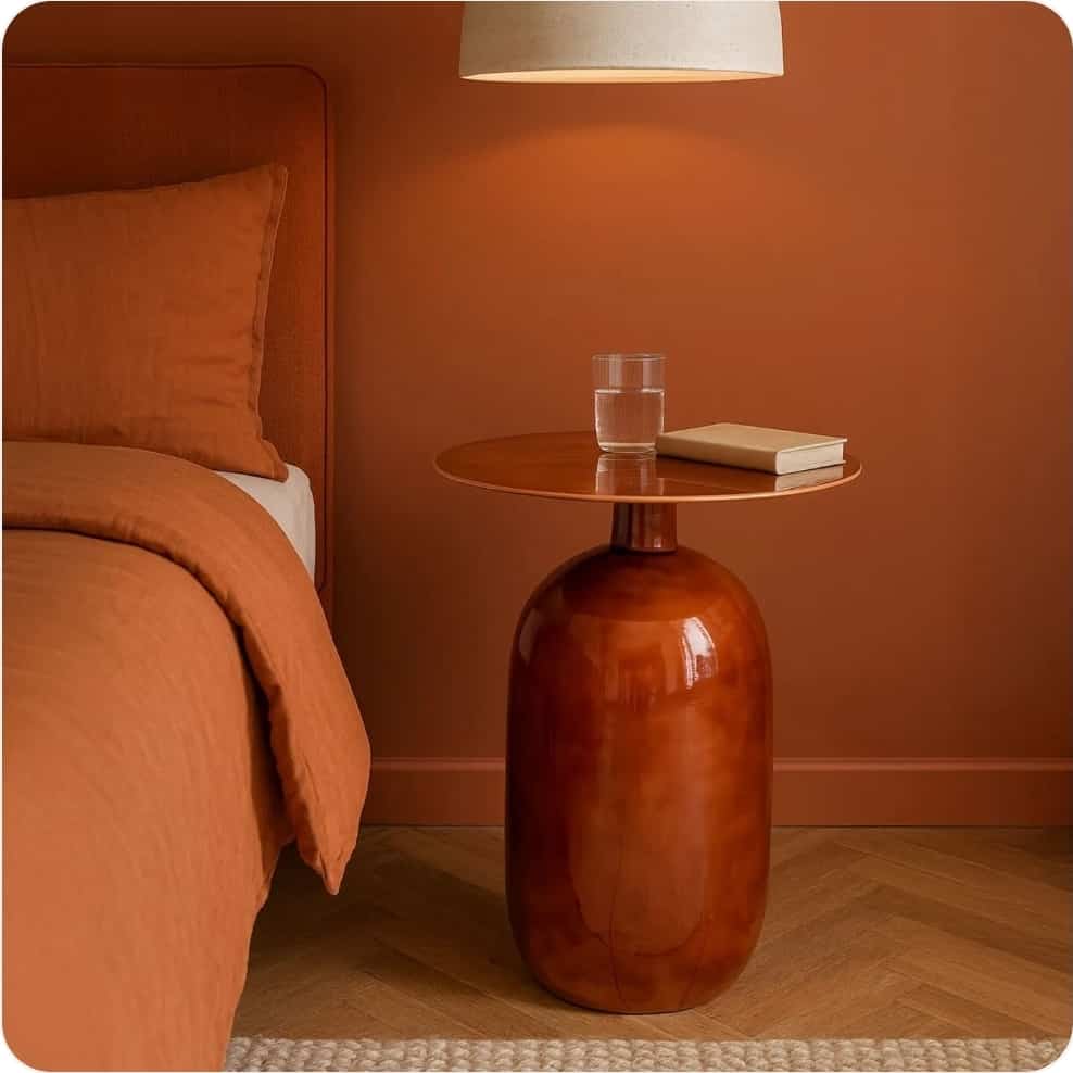 Meuble d’appoint en métal émaillé terracotta — meubles d'appoint, C Design Mobilier